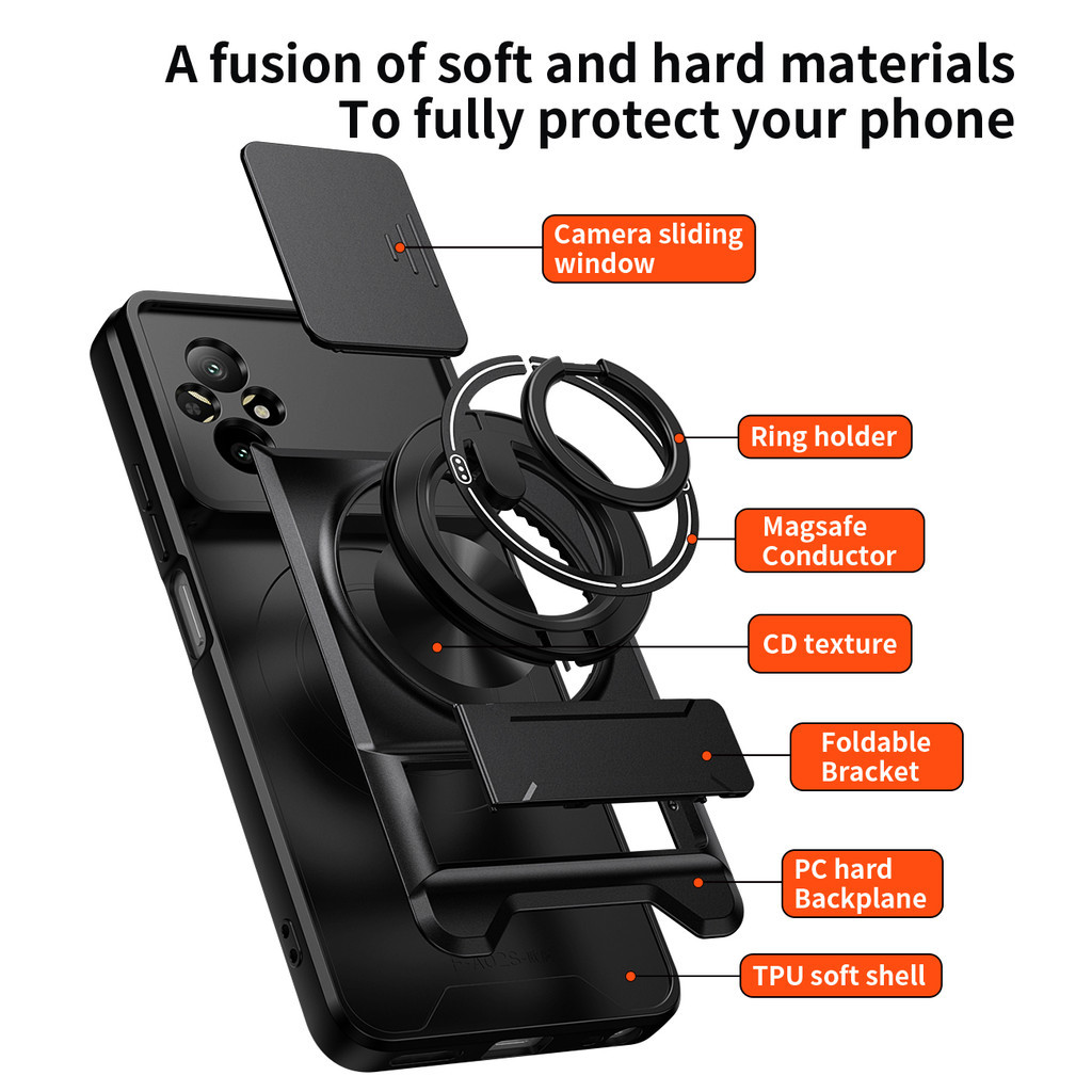 Ốp Điện Thoại Đa Năng Sang Trọng Thích Hợp Cho Realme C67 C71 C83 C85 4G 5G Dây 360°Giá đỡ vòng có vỏ máy ảnh Vỏ bảo vệ toàn diện chống sốc