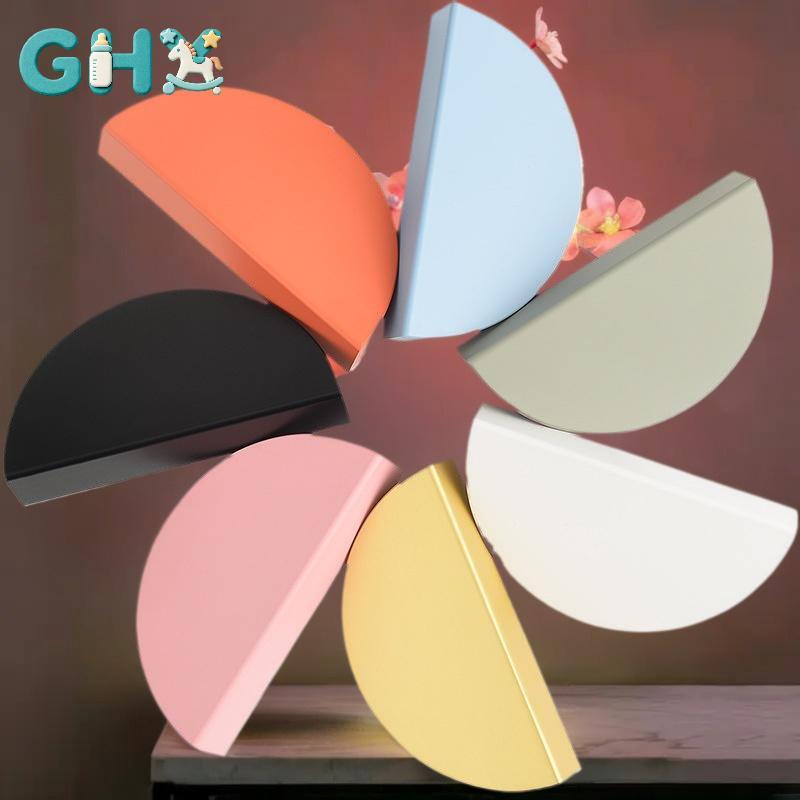 GHX 1 Cái Tay Cầm Tủ Bếp Nhiều Màu Sắc Tủ Quần Áo Cửa Ngăn Kéo Núm Bán Nguyệt Kem Phong Cách Phòng Trẻ Em Màu Tay Cầm Ghép Nối VN