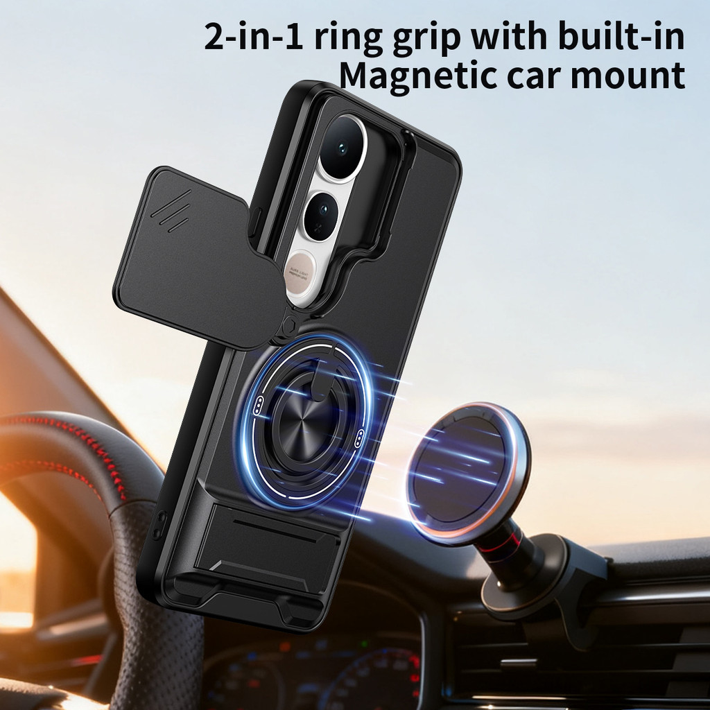 Ốp Điện Thoại Đa Năng Sang Trọng Thích Hợp Cho Vivo V50 Lite V30 V60 V70 FE 4G 5G Dây 360°Giá đỡ vòng có vỏ máy ảnh Vỏ bảo vệ toàn diện chống sốc