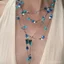 Bướm Xanh Mát Đính Hạt Nhiều Lớp Tua Rua Xếp Chồng Vòng Cổ Nữ Niche Cao Cấp choker Sang Trọng Xương Đòn Dây Chuyền