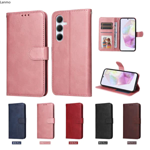 Ốp lưng cho Samsung A57 A37 S26Plus Ví lật sang trọng Cổ điển Da màu trơn Bảo vệ toàn diện Vỏ điện thoại lưu trữ thẻ tích hợp chống sốc