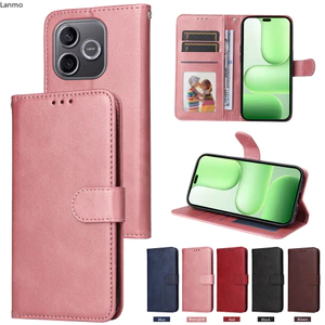 Ốp lưng cho Huawei Honor 600 Lite 500Smart 500 Pro Honor X8D Magic 8 Pro 8Lite Mate 70Air Nova 15 Pro 15Ultra Ví lật cổ điển Da màu trơn Vỏ điện thoại chống sốc