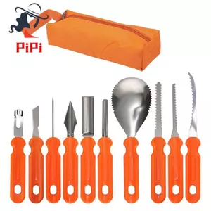 Chuyên Nghiệp Cho Halloween Bí Ngô Khắc Kit-10 Chiếc Bao Gồm Dụng Cụ Bằng Thép Không Gỉ & Giấy Nến Trong Túi Bảo Quản