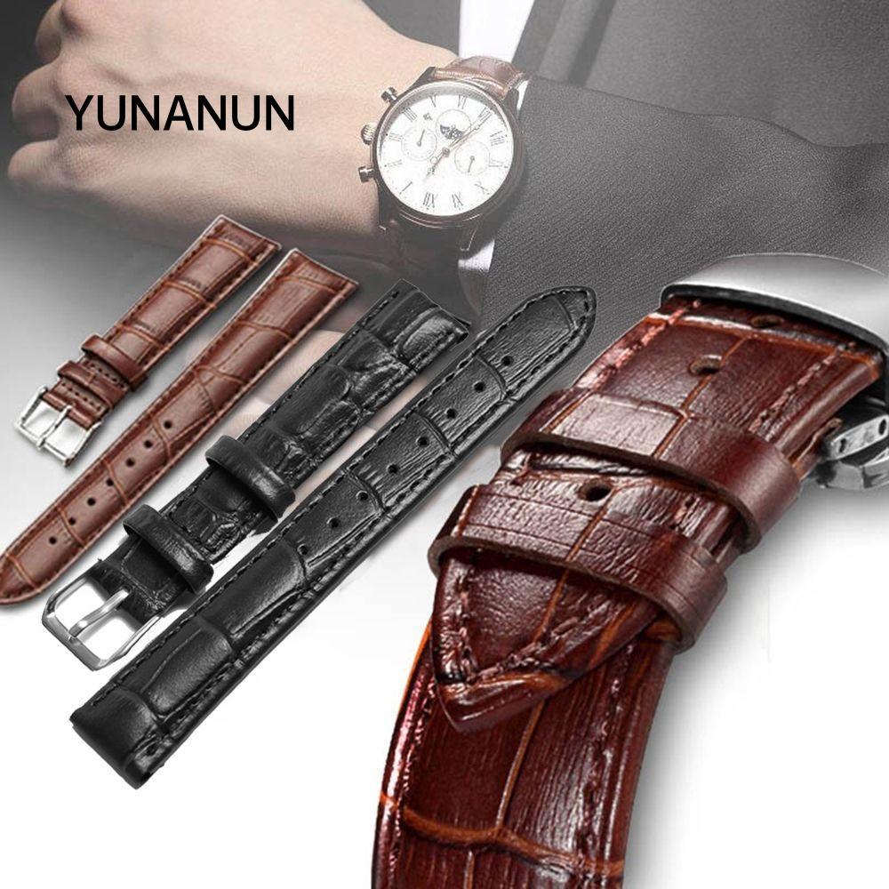 Dây đeo đồng hồ YUNAUN 16mm 20mm 22mm Dây đeo thời trang Da thật Vintage Sweatband
