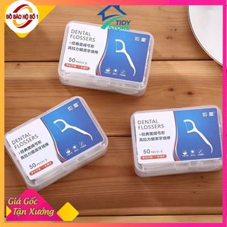 Tăm chỉ nha khoa siêu mảnh 1 hộp 50 cái, làm sạch kẽ răng, chăm sóc răng miệng yoyostore