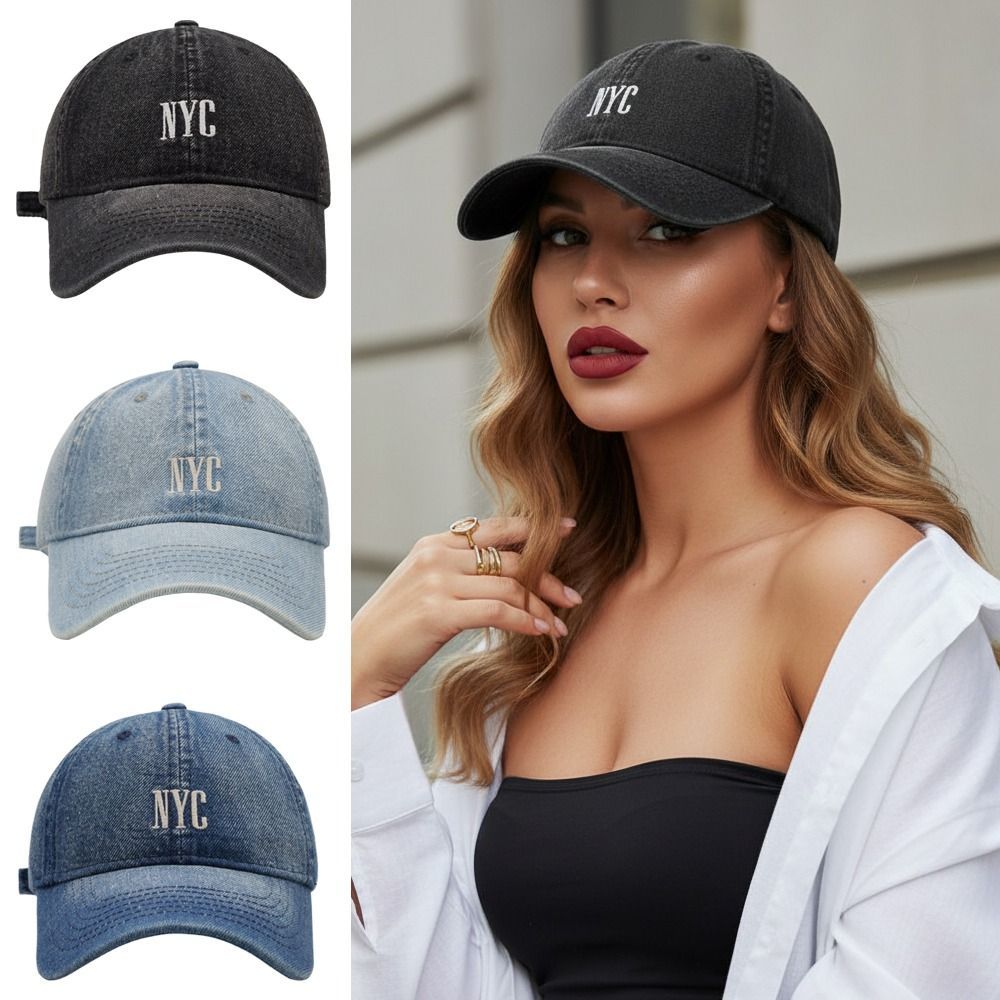 HIGHVIEWLS NYC Mũ bóng chày thêu, Mũ Denim thường ngày đau khổ, Mũ Trucker có thể điều chỉnh cổ điển Unisex