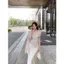 Milyfashion Thể Hiện Cơ Thể Pure Desire Nút Bướm Slanted Vai Streamer Áo Thun Mùa Hè Slim-fit Slimmer Nhìn Không Tay Top Phong Cách Mới XLQ2