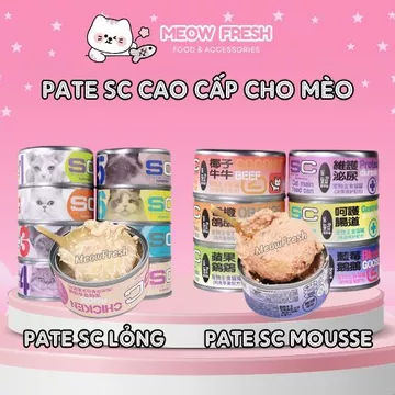 (Hỏa Tốc)(Thùng 24Lon) Pate SC cao cấp cho mèo, Pate SC Gravy & Pate SC Mousse mềm tan, dưỡng lông, mix trái cây cho mèo