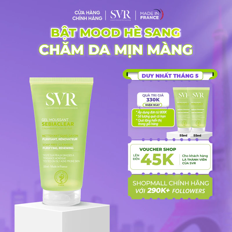 SVR Sebiaclear Gel Moussant sữa rửa mặt da dầu mụn
