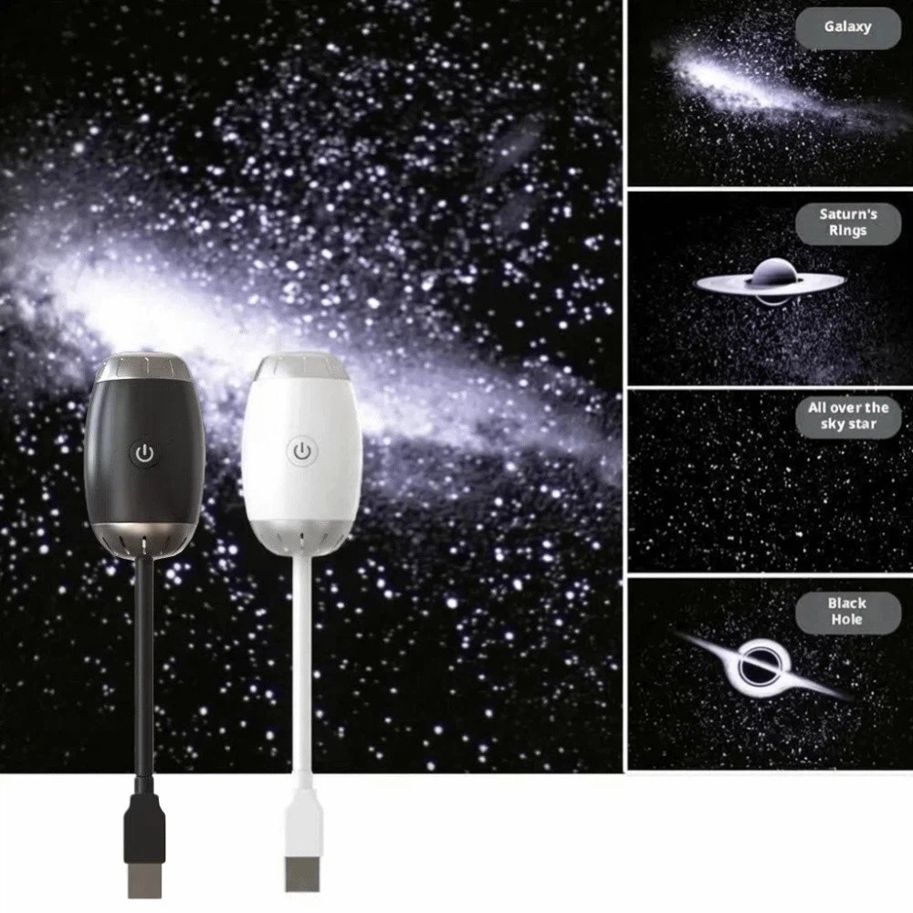 Đèn LED bầu trời đầy sao AWNGD, Máy chiếu Galaxy chạy bằng USB lấy nét có thể điều chỉnh, Chiếu phạm vi lớn 5V1A Đèn chiếu sao Thổ Trang trí chơi game tại nhà