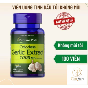 Viên uống tinh dầu tỏi odorless Garlic Extract 1000mg 100v puritan's Pride _TÂMSTORE