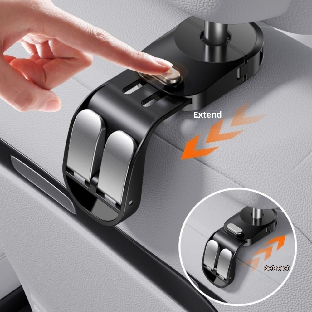 Móc tựa đầu ghế tự động DOAOV78N, Móc đôi tự động phục hồi ghế sau ô tô Móc lưu trữ, có thể gập lại chịu lực mạnh mẽ Bộ sắp xếp ghế sau tự động đa chức năng