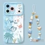 Ốp điện thoại hình động vật biển màu xanh dễ thương + Dây buộc cho iPhone 17 16 15 14 13 12 11 Pro Max X Xr Xs Max 7 8 Plus SE2020