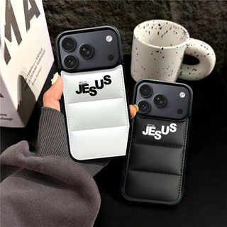 Áo khoác Cotton lấp đầy jesus Cặp đôi kinh doanh Vỏ điện thoại cho iPhone 17 16 15 14 13 12 11 Pro Max