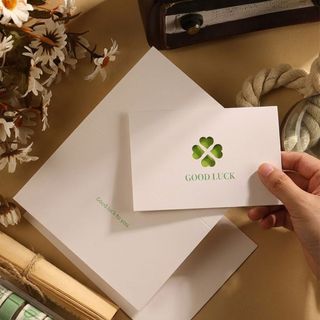 Thiệp Chúc Mừng May Mắn Good Luck Mini Cỏ 4 Lá Tối Giản Dễ Thương Tặng Bạn Bè Người Yêu Timo GQ74