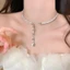 CODECOVED Kim Cương Giả Choker, Vòng Cổ Giọt Nước Phong Cách Cổ, Ánh Sáng Thời Trang Sang Trọng Lấp Lánh Cổ Nữ Trang Sức Mặc Tiệc