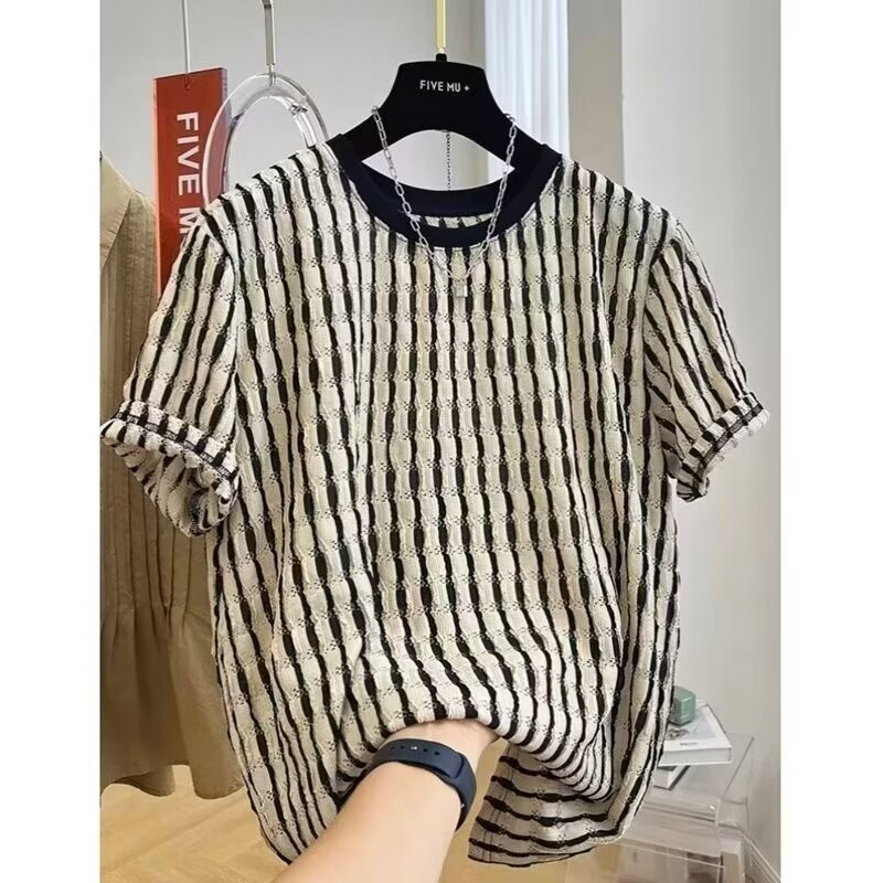 Áo sơ mi nam sọc mỏng hợp thời trang tay ngắn thông thường