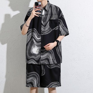 Bộ áo sơ mi nam ESEA tay ngắn &amp; quần short phong cách cảng Hawaii, phù hợp cho bãi biển