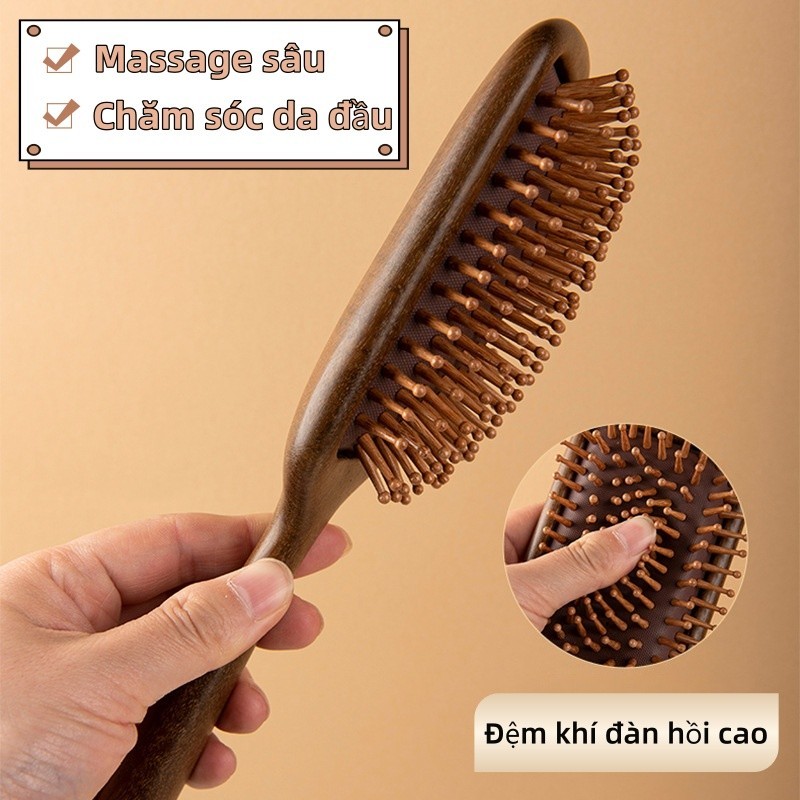 Lược Gỗ Đàn Hương Massage Da Đầu – Chống Rụng Tóc, Gỡ Rối, Giảm Đứt Gãy, Kích Thích Lưu Thông Máu, Giúp Tóc Khỏe Đẹp