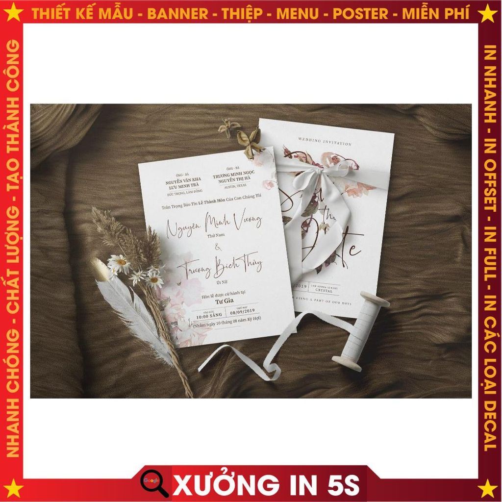 IN THIỆP THEO YÊU CẦU  SANG TRỌNG - THIỆP GIẤY MỸ THUẬT - GIẤY COCHUE