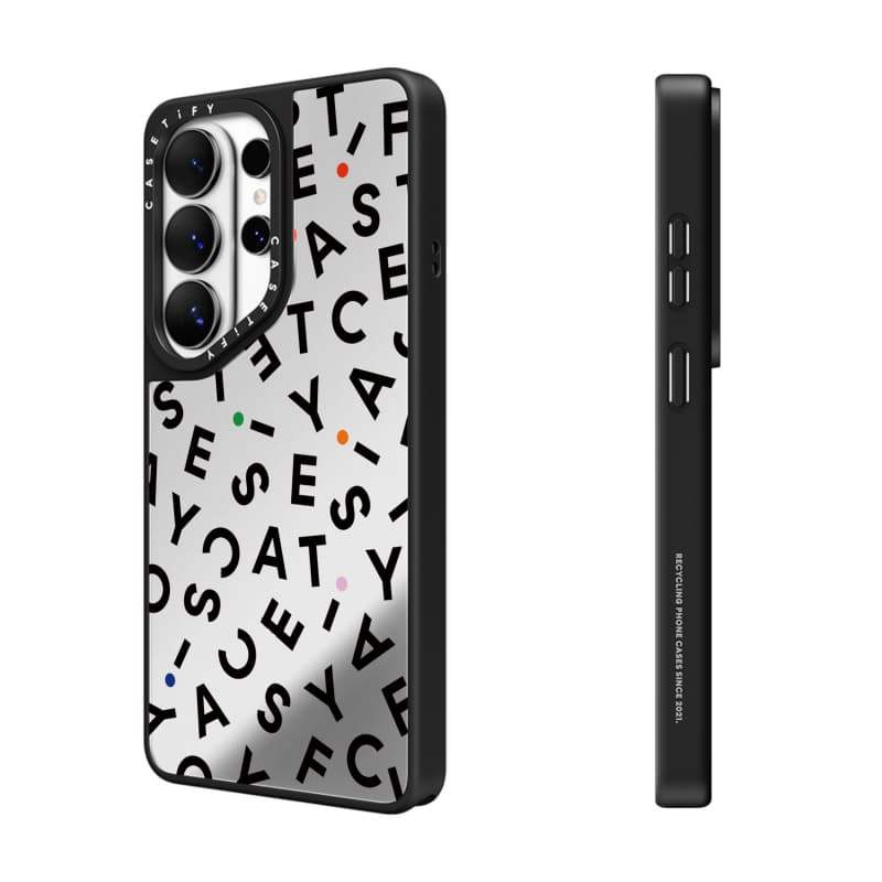 CASECASE X Bảng Chữ Cái Tiếng Anh Logo Case Matte Black & Sliver Mirror Hút Từ Tính Samsung Galaxy S26 Ultra S25 S24 S23 Ultra Plus Mặt Sau Cứng Có Hộp Khắc Logo