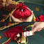 Combo 10 túi dây rút đựng kẹo đính ngọc trai, tua rua sáng tạo, 16x17cm, vải satin nhung, quà cưới