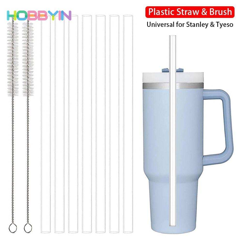 HOBBYIN 1 Bộ Ống Hút Cốc, Uống Có Bàn Chải Ống Hút Nhựa, Ống Hút Thay Thế Thẳng 9 Mm