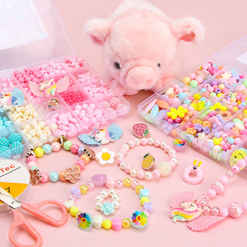 Bộ đồ Chơi DIY Xâu Vòng Tay, Vòng Cổ Hạt Cườm – Set 24 Lưới, Kèm Dây Cước Và Khung Bờm, đồ Chơi Sáng Tạo Cho Bé Gái