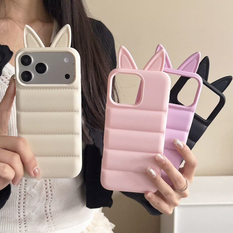 Phim hoạt hình Chất liệu dễ thương Fox Ears iphone17pro max Apple 16 Thích hợp cho Ốp điện thoại 15pro max