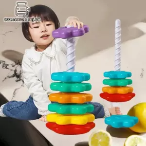 Nhíp 1 Bộ Bé Quay Staing Đồ Chơi Xếp Hình Montessori Xoay Cầu Vồng Tháp Trẻ Em Phát Triển Kỹ Năng Vận Động Trò Chơi Trẻ Em Quà Tặng VN