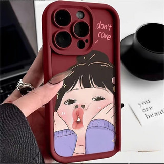 Dành Cho IPhone17 16 15 14 13 12 11ProMax X XR XSMax 7Plus Dễ thương bĩu môi cô gái tốt lỗ điện thoại trường hợp