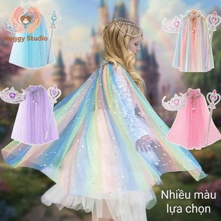 Bé Gái Công Chúa Mũi Vương Miện Trái Tim Cây Đũa Phép Trang Phục Voan Lấp Lánh Đảng Nhập Vai Bộ
