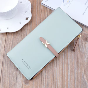 Phong Cách Tiền Phiên Bản Hàn Quốc Thời Trang Sinh Viên Khóa Dây Kéo Ví Mỏng Khe Cắm Đa Thẻ Ví Mềm 26.4.27
