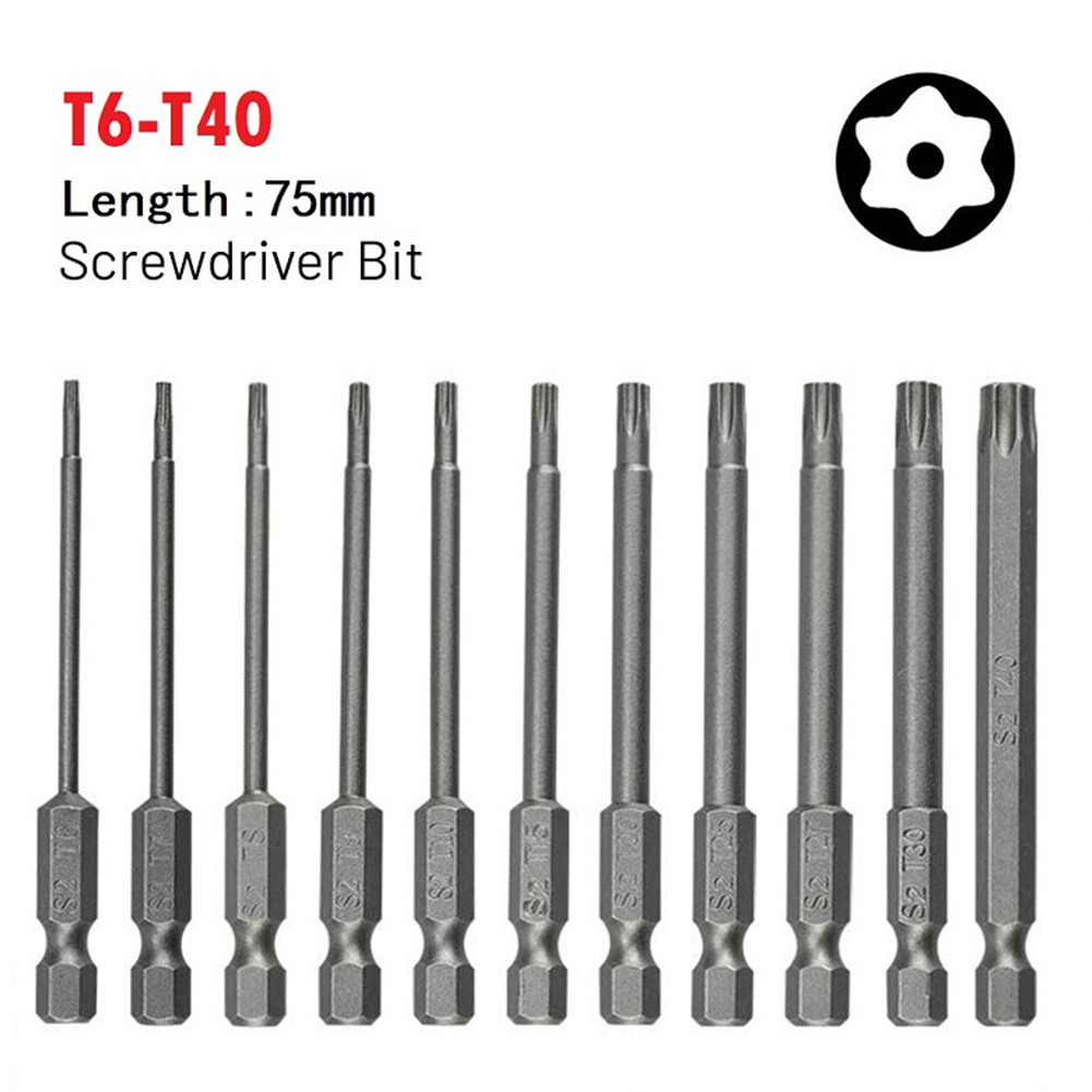 [GIGGLE] 1 Mũi tuốc nơ vít Torx đầu từ tính -T40 75mm An ninh Tamper Proof Star