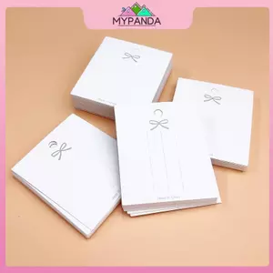 MYPANDA 50 Kẹp Tóc Trắng Có Nơ và Thẻ Giấy Dán Tông