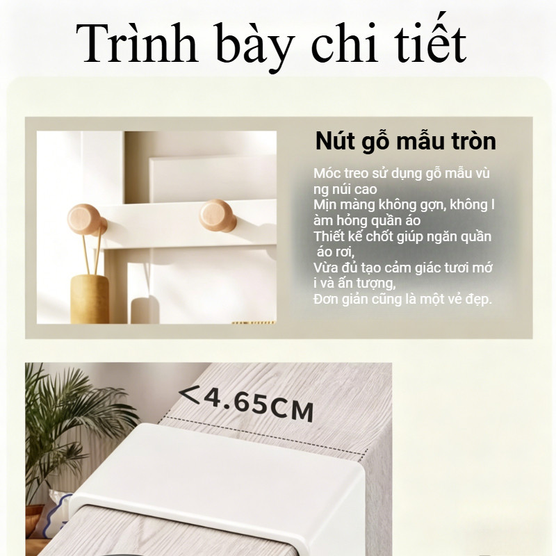 Móc Treo Bằng Gỗ Tự Nhiên Cao Cấp - Bắc Âu Thanh Lịch, Không Khoan, Chịu Lực, Mang Lại Gọn Gàng & Ấm Áp Cho Mọi Nơi