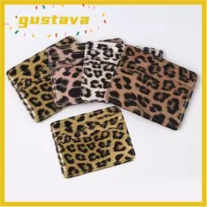 Ví đựng thẻ in họa tiết da báo GUSTAVA, Hộp đựng thẻ da PU nhiều khe, Ví đựng thẻ mỏng cổ điển Unisex