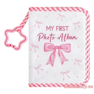 Album gia đình đầu tiên của tôi dành cho bé Sách ảnh mềm Album ảnh in nơ màu hồng dành cho trẻ sơ sinh Trẻ mới biết đi