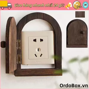 Khung trang trí ổ cắm ORDOBOX, Vỏ bảo vệ công tắc gắn tường dán, Hộp nút sáng tạo bằng gỗ hộ gia đình chống sốc Phòng khách