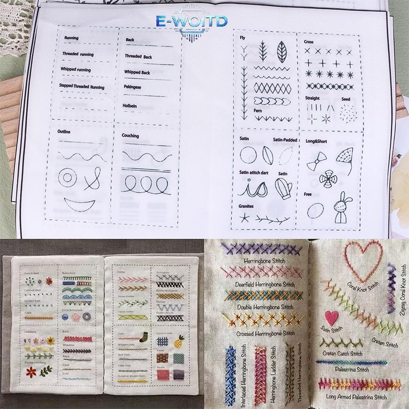 E-WOITD DIY Stitch Book Thêu Stitch Book May Sách Thêu Cho Người Mới Bắt Đầu Thêu Người Lớn Đồ Dùng Học Tập E-WOITD