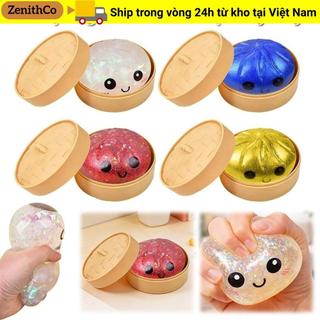 Hộp bánh bao ZENITHCO Đồ chơi mực, Bun nhồi bông hấp lấp lánh mềm mại Squishy Pinch Le, Fidget phục hồi chậm với Steamer Squishy Toy Relaxation Tool