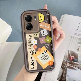 Ốp Lưng Cho Redmi 13C / POCO C65 Hoạt Hình Silicon Bé Gái Mềm Vỏ Điện Thoại TPU Nhãn Nụ Cười Hoa Thiên Thần Mắt Chống Sốc Ốp Lưng