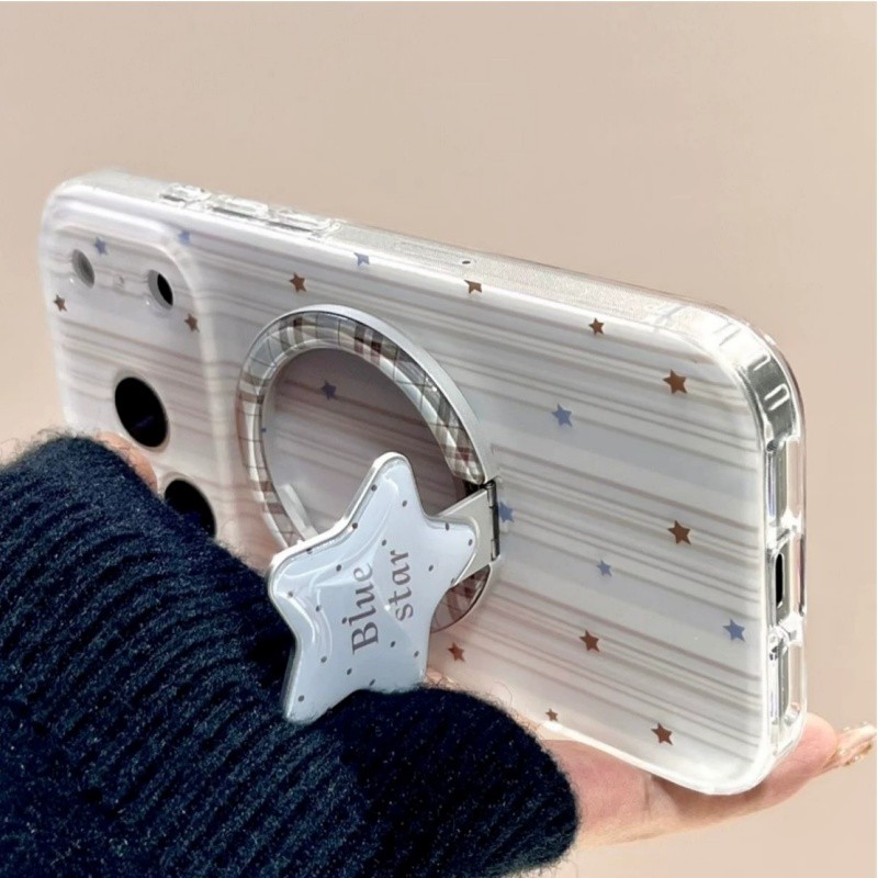 Giá đỡ điện thoại từ tính ngôi sao sang trọng INS có gương cho vỏ nam châm và IPhone 13 15 16 17 Pro Max 14 Plus có thể gập lại Vòng đeo tay Giá đỡ