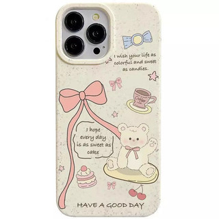 Ốp điện thoại hoạt hình cổ điển Nơ tráng miệng Gấu trắng Thích hợp cho IPhone 7 8Plus 11 12 13 14 15 Pro Max X XR XS Max