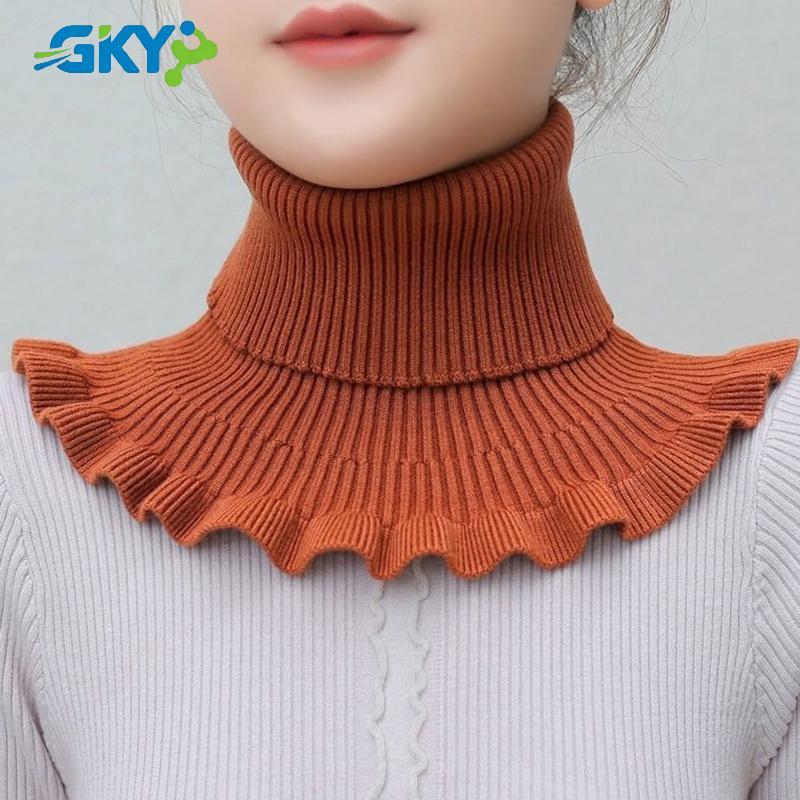 GKY Giữ ấm và lạnh ngoài trời Phụ nữ Dệt kim ấm áp Cổ áo giả Thiên Rùa Khăn quàng cổ giả có thể tháo rời Ne Khăn quàng cổ GKY