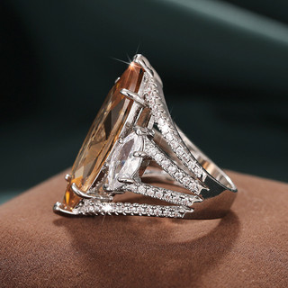 Châu Âu Mỹ ins Phong Cách Mới Mắt Ngựa Zircon Phóng Đại Nhẫn Nữ