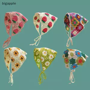 Bigapple Ngọt Ngào Dễ Thương Dệt Kim Tam Giác Pháp Mục Vụ Phong Cách Dành Cho Nữ Bé Gái Hoa Nhỏ Khăn Trùm Đầu Phụ Kiện Tóc RDG