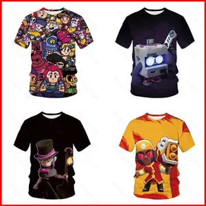 YB1 Brawl Stars Cosplay Áo Sơ Mi Tay Ngắn Top 3D In Áo Trang Phục Đồng Phục Tiệc Halloween BY1