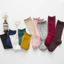 Tất Cotton Trẻ Em Màu Trơn Bé Gái Giữa Ống Tất Nấm Cạnh Cọc Tất Trẻ Em Mùa Hè Mỏng Phong Cách G66C