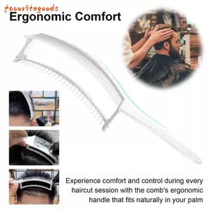 FAVORITEGOODS Lược làm mờ tóc, Lược cắt tóc thiết kế gradient, Dụng cụ tạo kiểu tóc cong hai lớp dành cho nam Công cụ định vị cắt tóc tiện dụng dành cho nam